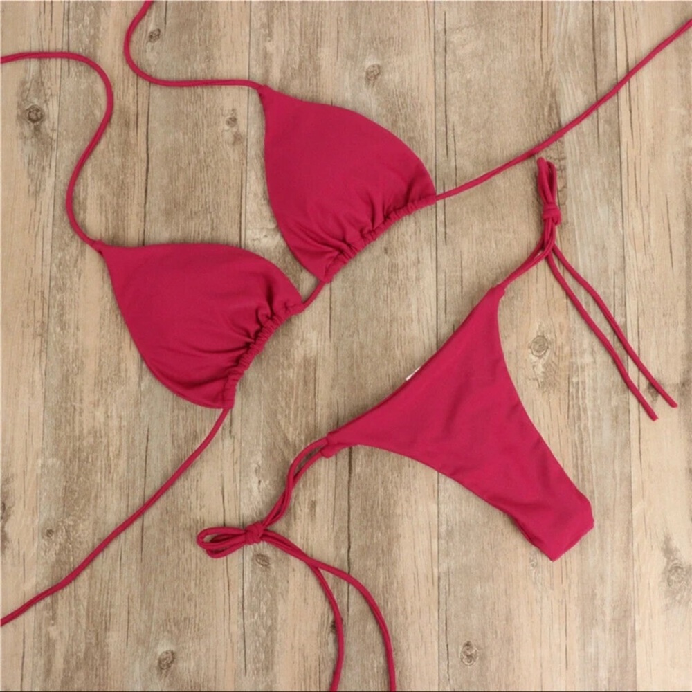 Red thong bikini